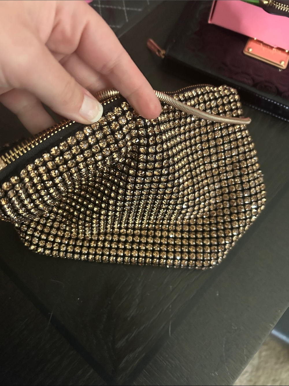 REISS Leah Crystal Bracelet Pouch Bag in Gold - Picture 5 of 12